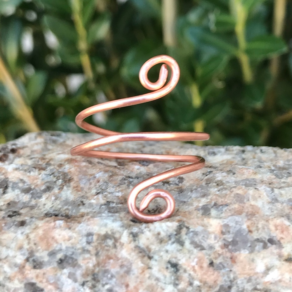 Pure copper wire swirl ring for women handmade